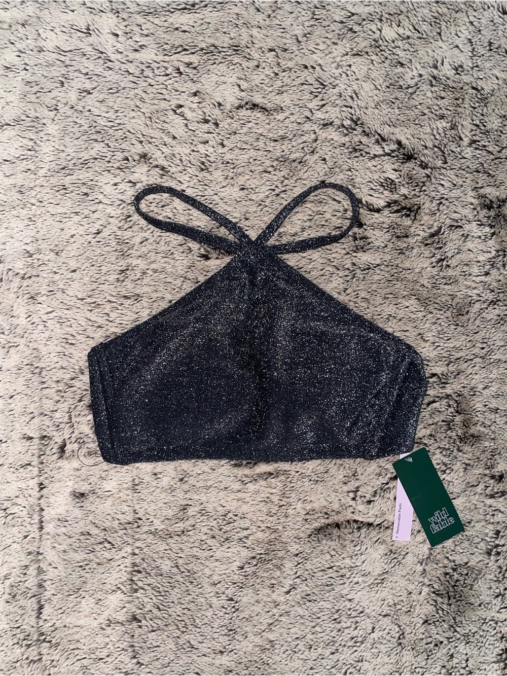 wild fable Shimmery Black High Neck Swim Bralette